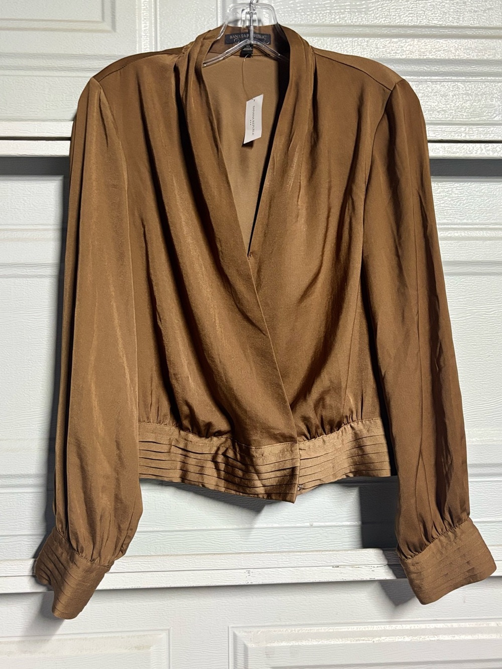 Banana Republic Brown Draped V-Neck Blouse